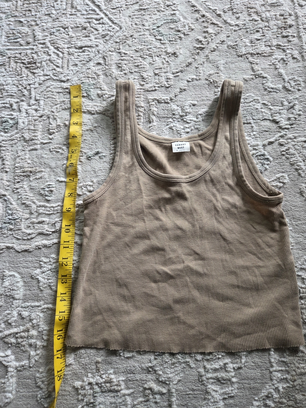 Sunday Best Ribbed Tank Top in Taupe Beige - Picture 2 of 5